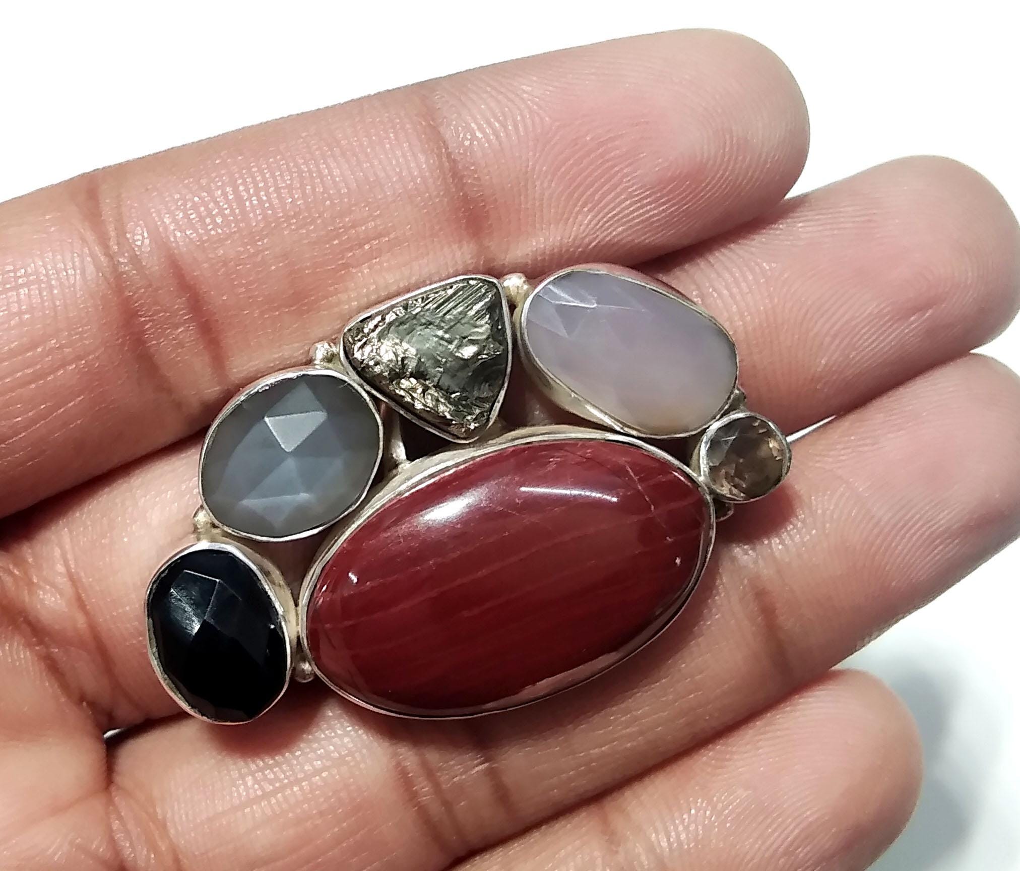 ALL Natural Multi Gemstone Rings, Solid 925 Starling Silver Jewelry, Handmade Making Multi Stone Ring, For Girls & Women, Wedding Gift Etc.